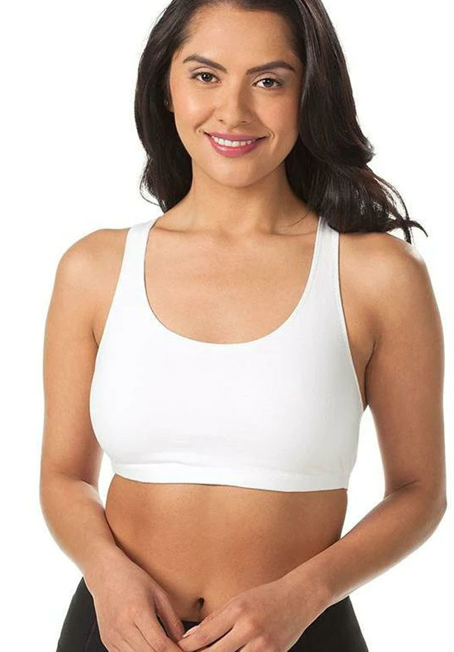 Serena Cotton Wirefree Racerback Sports Bra Plus Size Bras